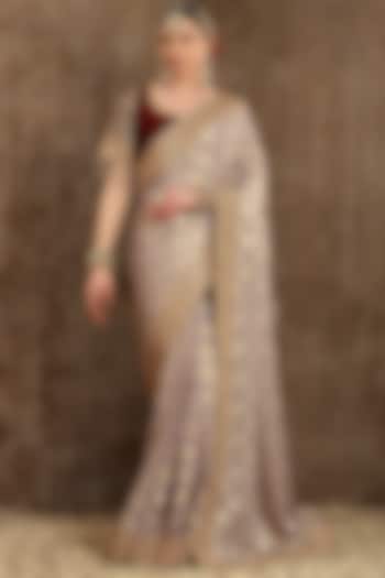 Light Purple Georgette Embroidered Wedding Saree Set by Shikhar Sharma at Pernia's Pop Up Shop