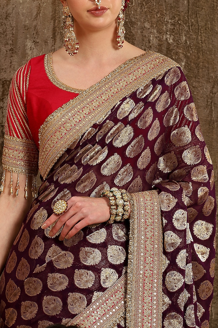 Jamuni Georgette Embroidered Wedding Saree Set by Shikhar Sharma at Pernia's Pop Up Shop