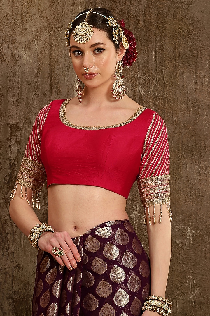 Jamuni Georgette Embroidered Wedding Saree Set by Shikhar Sharma at Pernia's Pop Up Shop