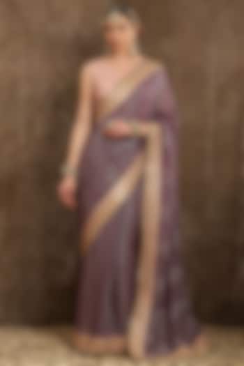 Lilac Embroidered Wedding Saree Set by Shikhar Sharma at Pernia's Pop Up Shop