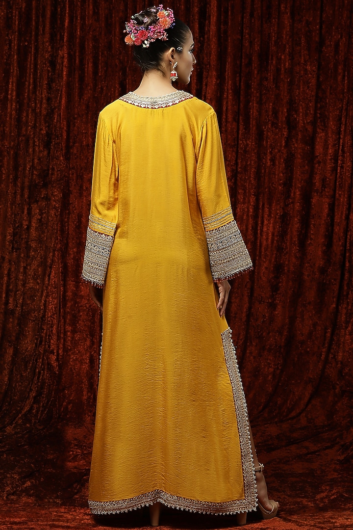 Sunset Yellow Embroidered Kaftan by Shikhar Sharma at Pernia's Pop Up Shop