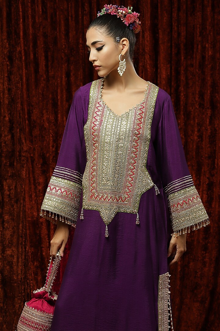 Purple Embroidered Kaftan by Shikhar Sharma at Pernia's Pop Up Shop