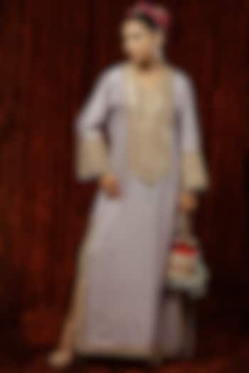 Lilac & Maroon Embroidered Kaftan by Shikhar Sharma at Pernia's Pop Up Shop