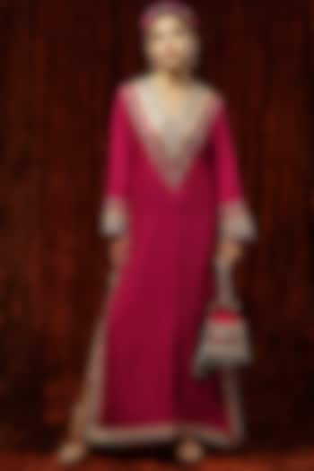 Rani Pink Embroidered Kurta Kaftan by Shikhar Sharma at Pernia's Pop Up Shop