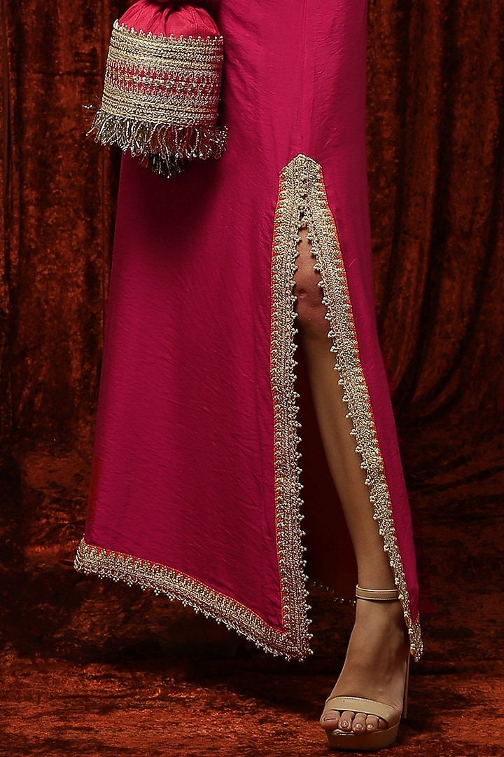 Rani Pink Embroidered Kurta Kaftan by Shikhar Sharma at Pernia's Pop Up Shop