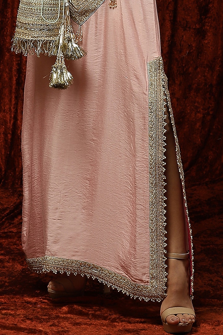 Baby Pink Embroidered Kurta Kaftan by Shikhar Sharma at Pernia's Pop Up Shop