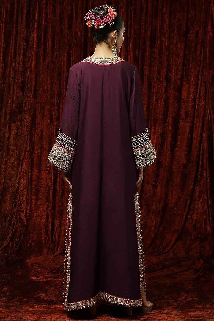 Wine Machine Embroidered Kurta Kaftan by Shikhar Sharma at Pernia's Pop Up Shop