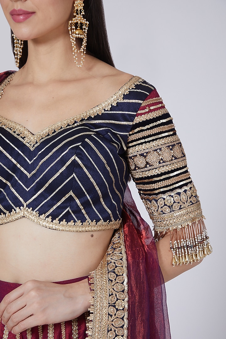 Jamuni Double Tonal Silk Hand & Machine Embroidered Wedding Lehenga Set by Shikhar Sharma at Pernia's Pop Up Shop