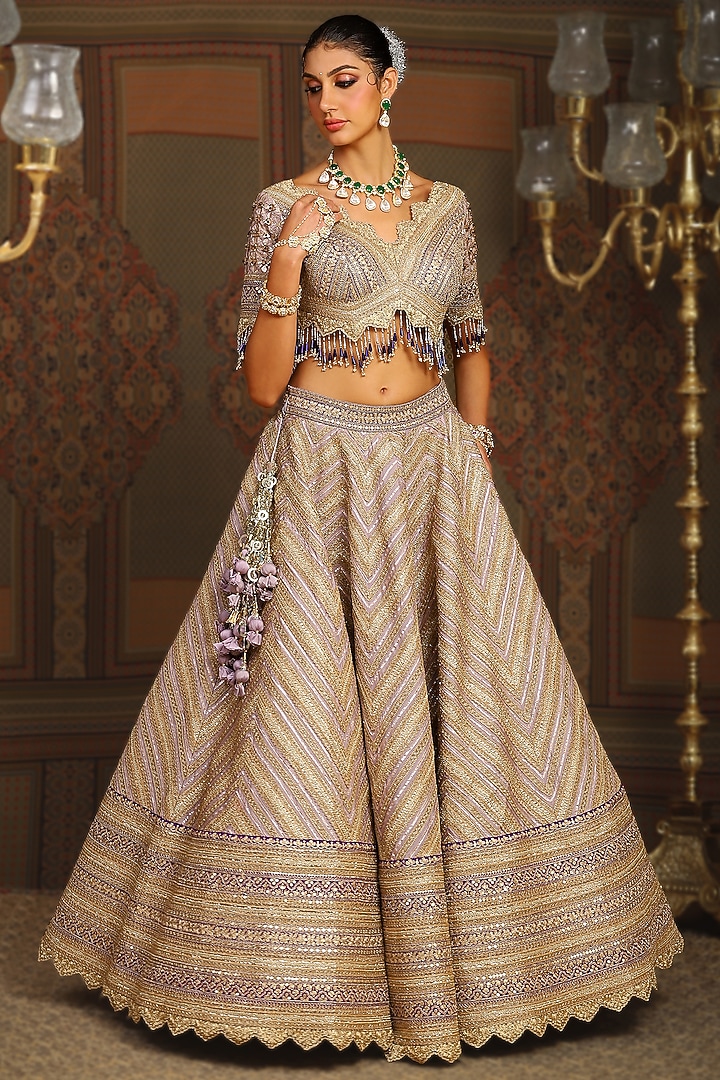 Lilac & Purple Dori Embroidered Bridal Lehenga Set by Shikhar Sharma at Pernia's Pop Up Shop