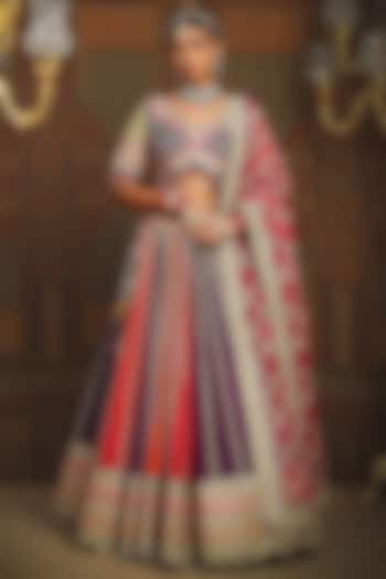 Multi-Colored Silk Chanderi Dori Embroidered Bridal Lehenga Set by Shikhar Sharma at Pernia's Pop Up Shop
