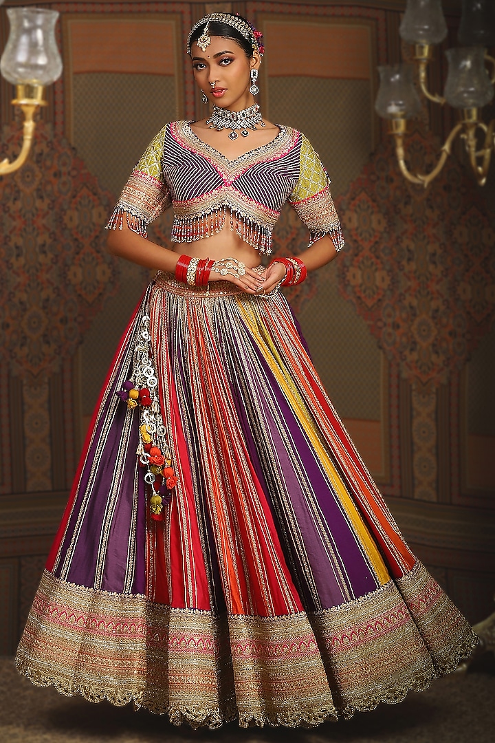 MULTICOLORED SILK LEHENGA SET