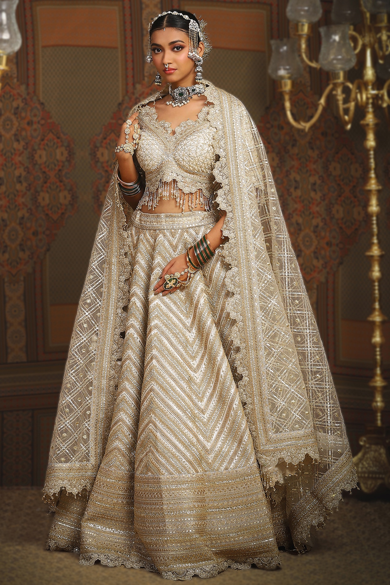 Silver lehenga online top