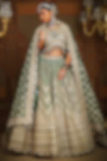 Emerald Green Silk Chanderi Dori Embroidered Bridal Lehenga Set by Shikhar Sharma at Pernia's Pop Up Shop