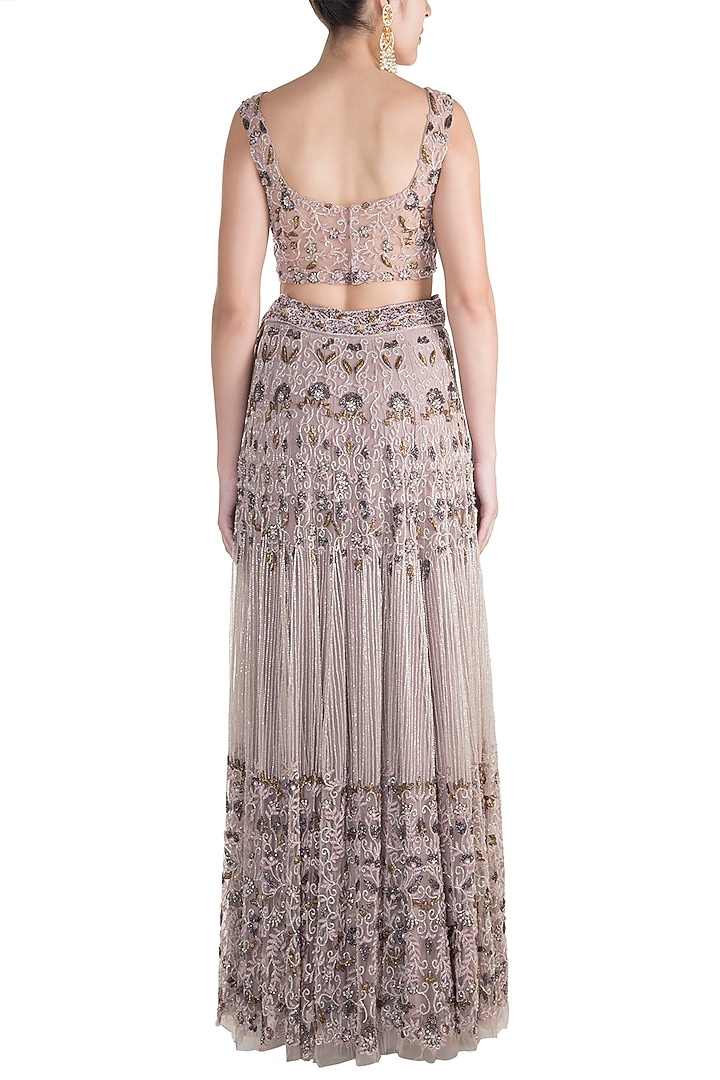 Mauve Embroidered Bridal Lehenga Set by Soshai at Pernia's Pop Up Shop