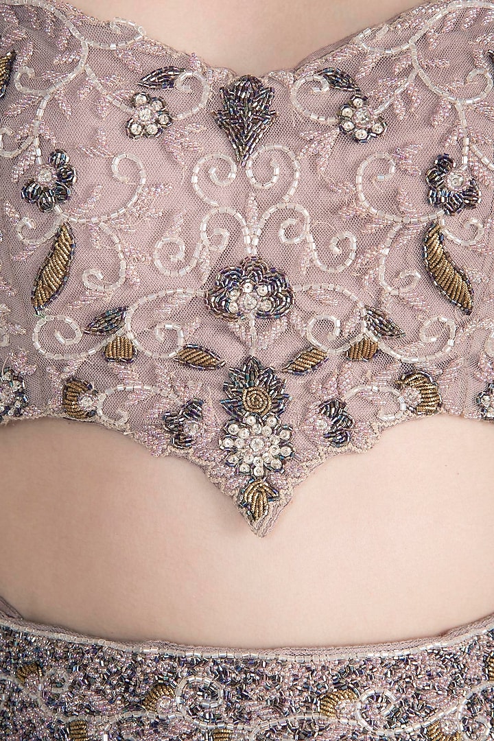 Mauve Embroidered Bridal Lehenga Set by Soshai at Pernia's Pop Up Shop