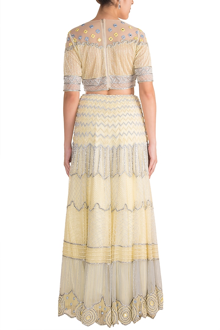 Lemon Yellow Embroidered Bridal Lehenga Set by Soshai at Pernia's Pop Up Shop