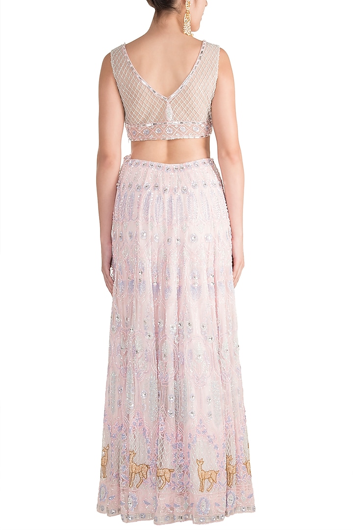 Blush Pink Hand Embroidered Bridal Lehenga Set by Soshai at Pernia's Pop Up Shop
