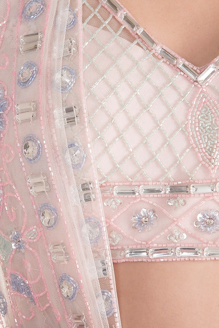 Blush Pink Hand Embroidered Bridal Lehenga Set by Soshai at Pernia's Pop Up Shop