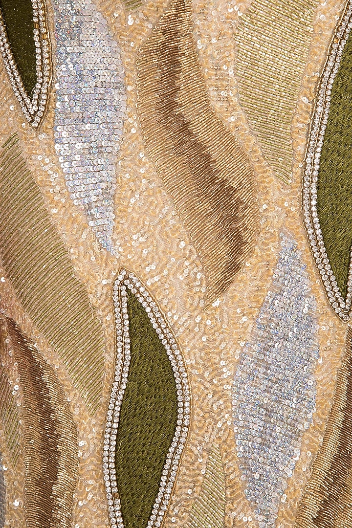 Skin & Gold Embroidered Bridal Lehenga Set by Soshai at Pernia's Pop Up Shop