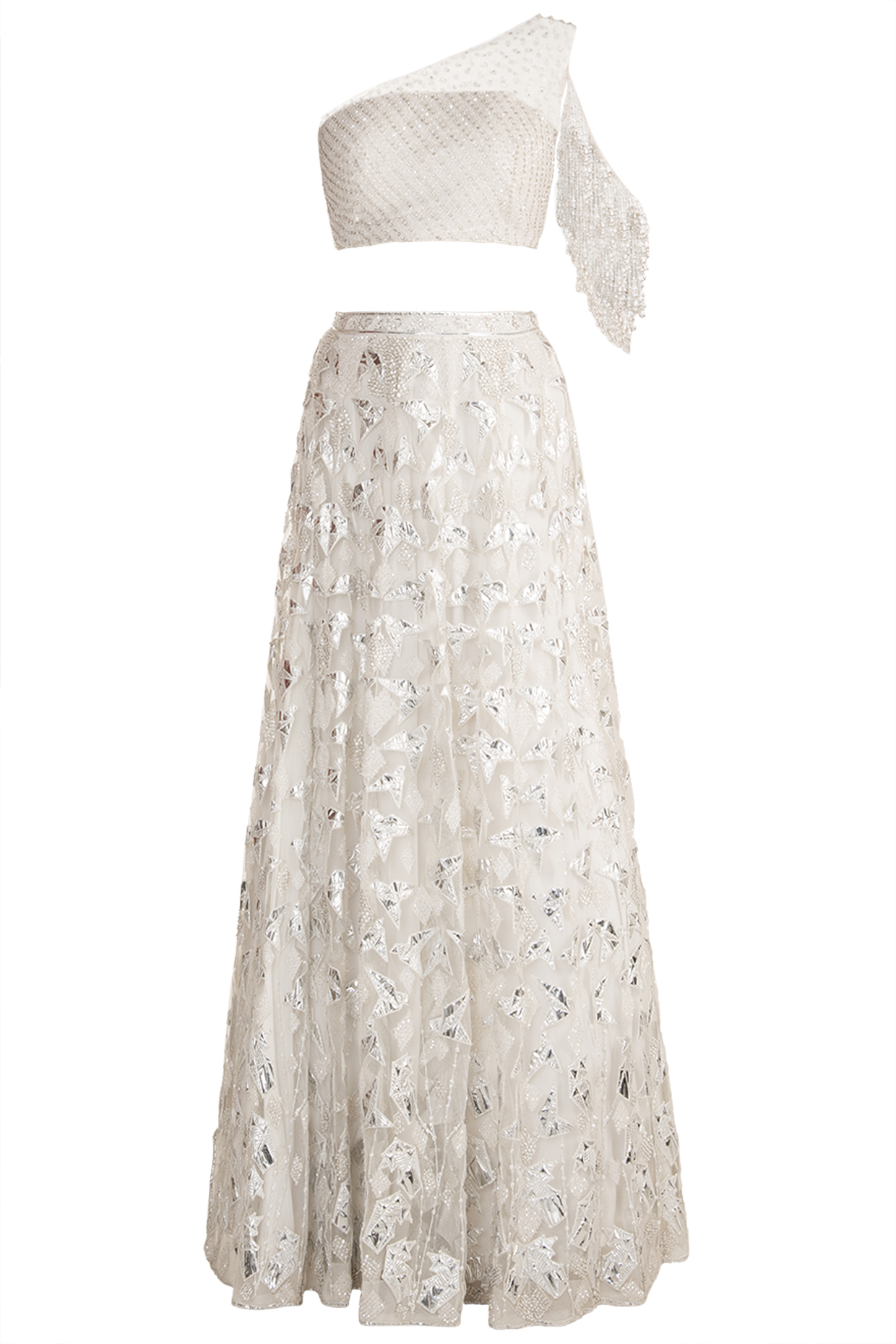 White Embroidered Bridal lehenga for 22 Lehenga Set by Soshai at Pernia's Pop Up Shop