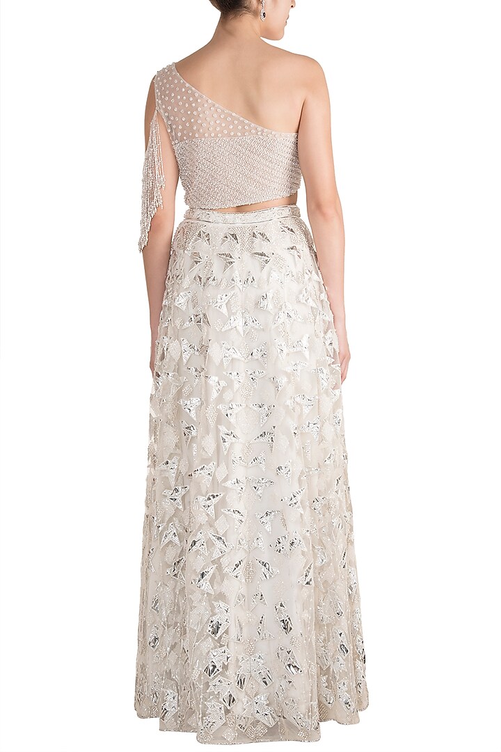 White Embroidered Bridal Lehenga Set by Soshai at Pernia's Pop Up Shop