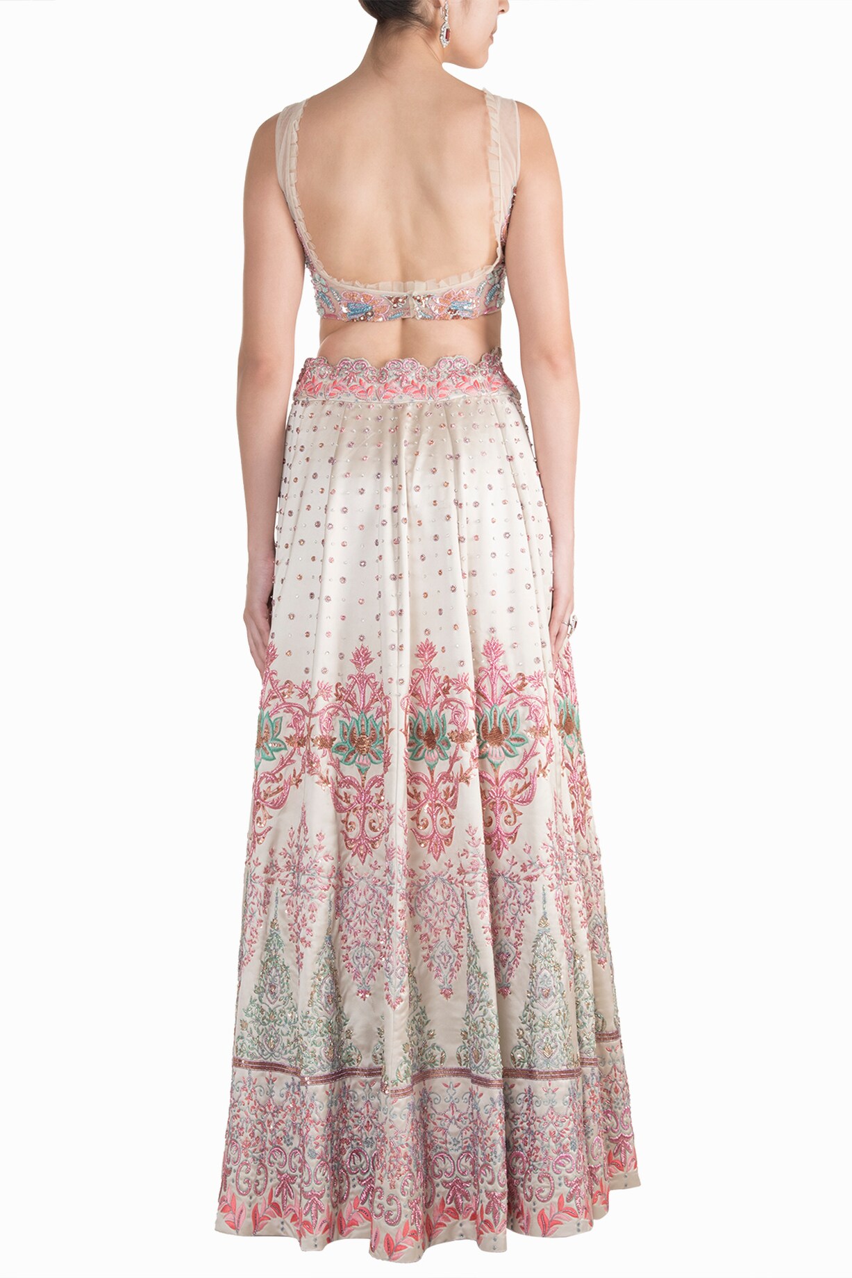 IVORY HAND EMBROIDERED LEHENGA SET