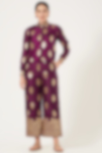Purple Flared High-Waisted Pant Set by Shriya Singhi