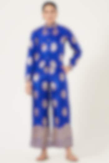Royal Blue Zari weave Co-Ord Set by Shriya Singhi