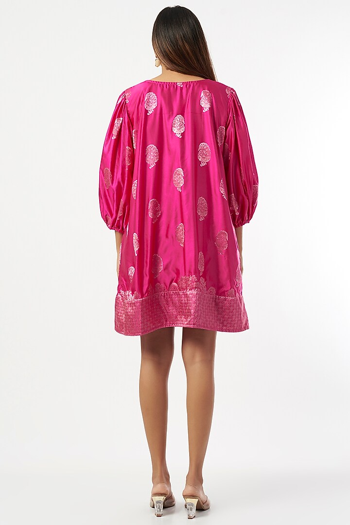 Fuchsia Embroidered A-line Summer Dress by Shriya Singhi at Pernia's Pop Up Shop