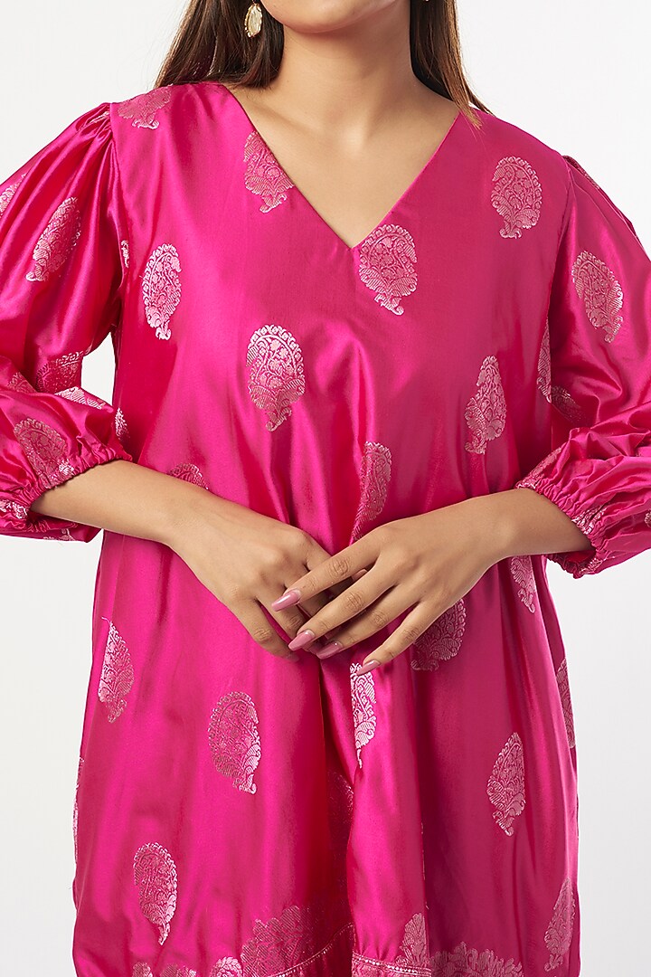 Fuchsia Embroidered A-line Summer Dress by Shriya Singhi at Pernia's Pop Up Shop