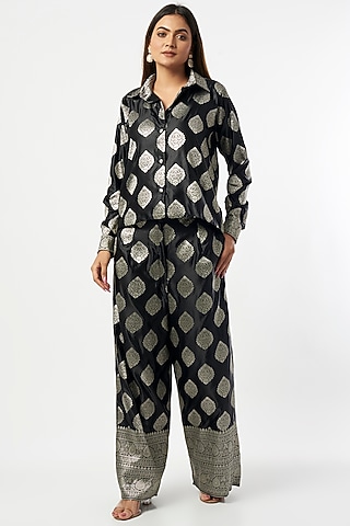 Black Silk Zari Co-Ord Set by Shriya Singhi