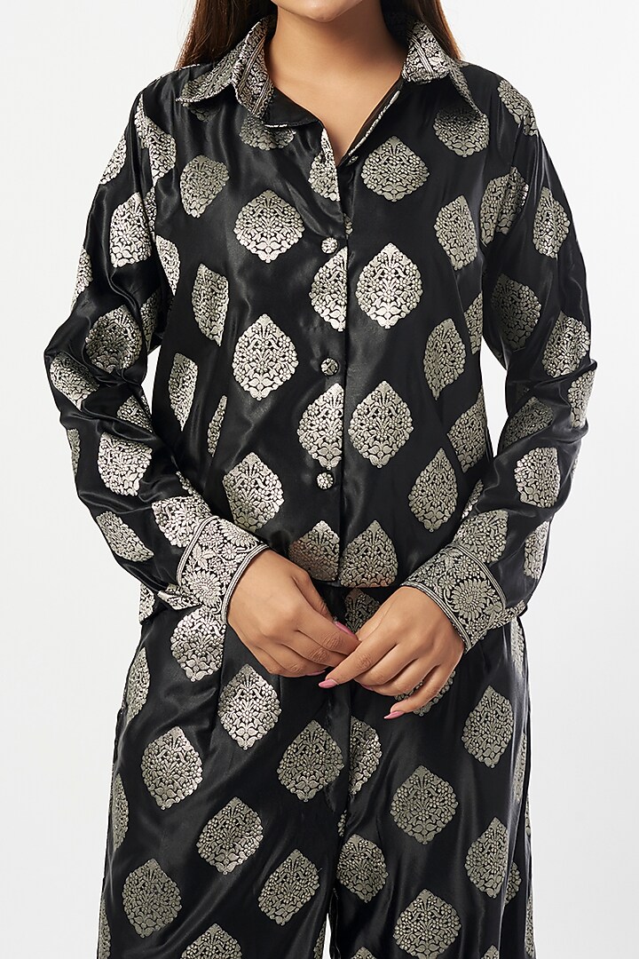 Black Silk Zari Co-Ord Set by Shriya Singhi at Pernia's Pop Up Shop