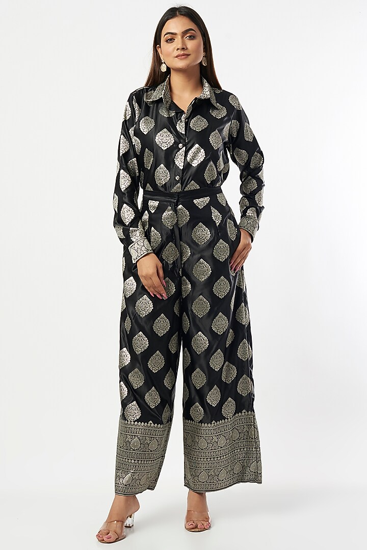 Black Silk Zari Co-Ord Set by Shriya Singhi at Pernia's Pop Up Shop
