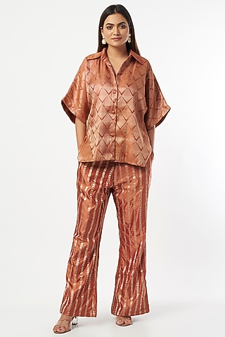 Orange Silk Zari Co-Ord Set by Shriya Singhi