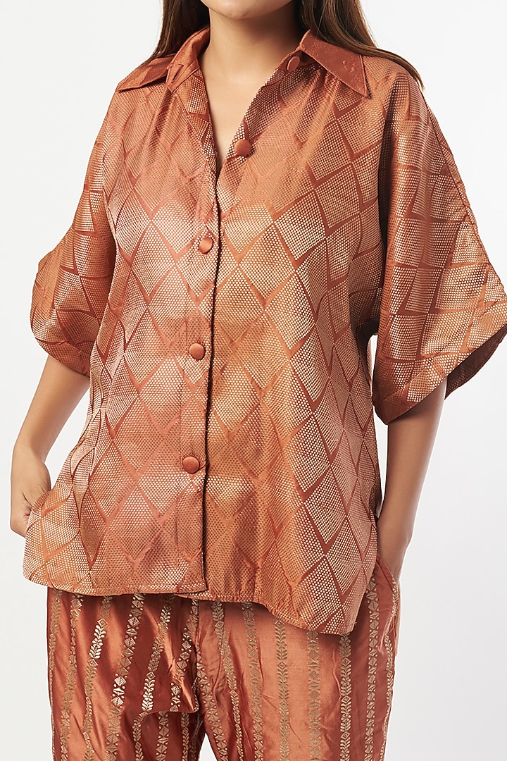 Orange Silk Zari Co-Ord Set by Shriya Singhi at Pernia's Pop Up Shop