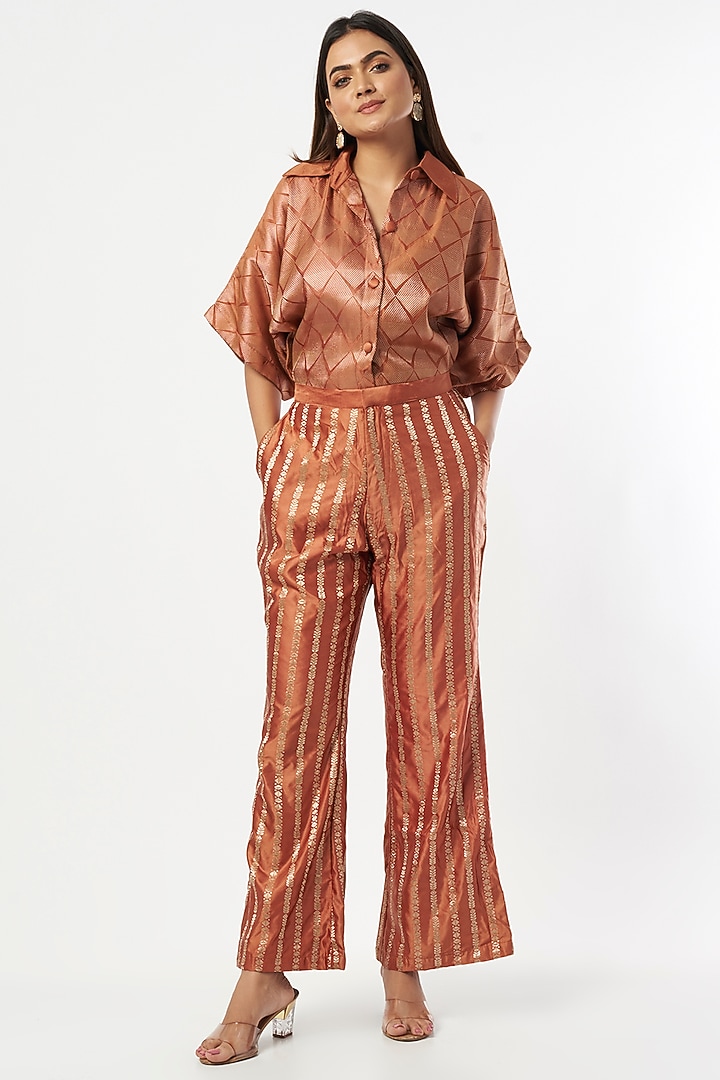 Orange Silk Zari Co-Ord Set by Shriya Singhi at Pernia's Pop Up Shop