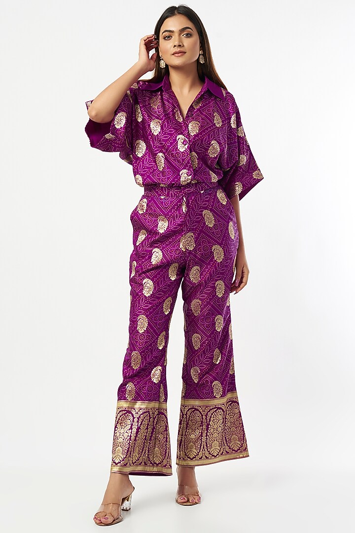 Purple Silk Zari Co-Ord Set by Shriya Singhi at Pernia's Pop Up Shop