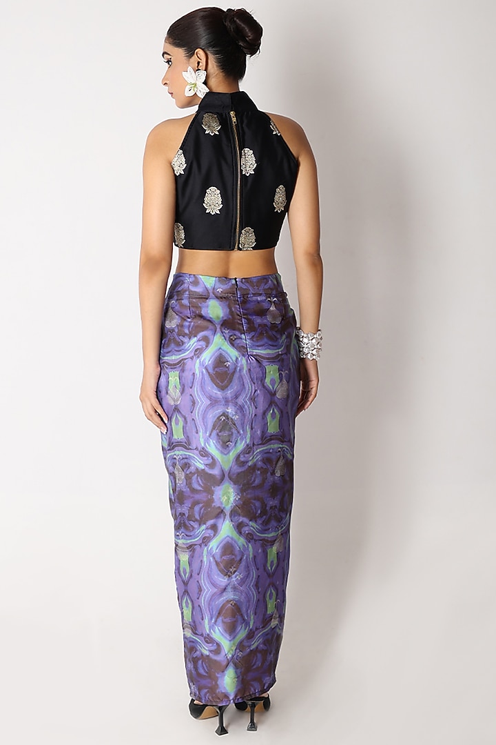 Multi-Colored Banarasi Silk Printed Skirt Set by Shriya Singhi at Pernia's Pop Up Shop