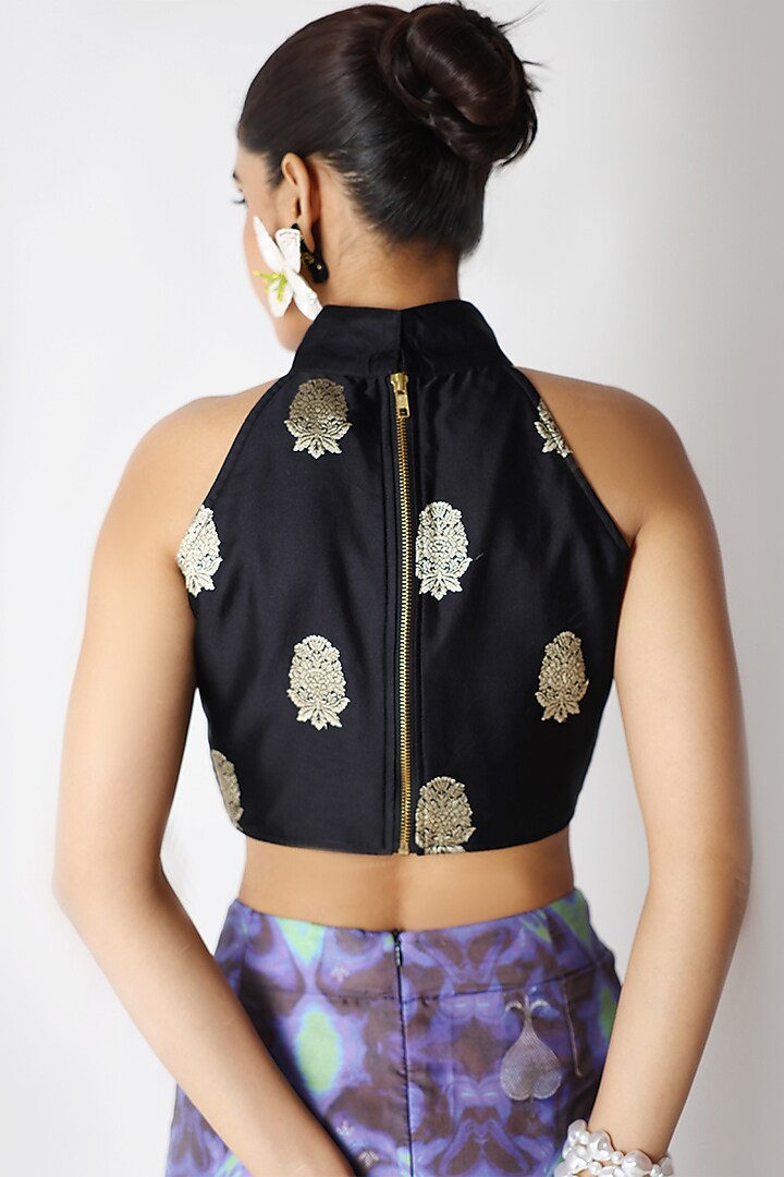 Multi-Colored Banarasi Silk Printed Skirt Set by Shriya Singhi at Pernia's Pop Up Shop