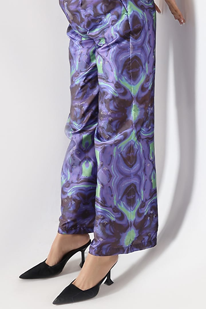 Multi-Colored Banarasi Silk Printed High-Waisted Pants by Shriya Singhi at Pernia's Pop Up Shop