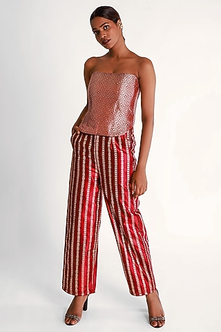 Maroon Mashru Silk Co-Ord Set by Shriya Singhi