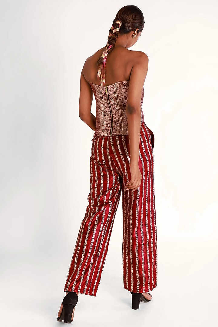Maroon Mashru Silk Co-Ord Set by Shriya Singhi at Pernia's Pop Up Shop