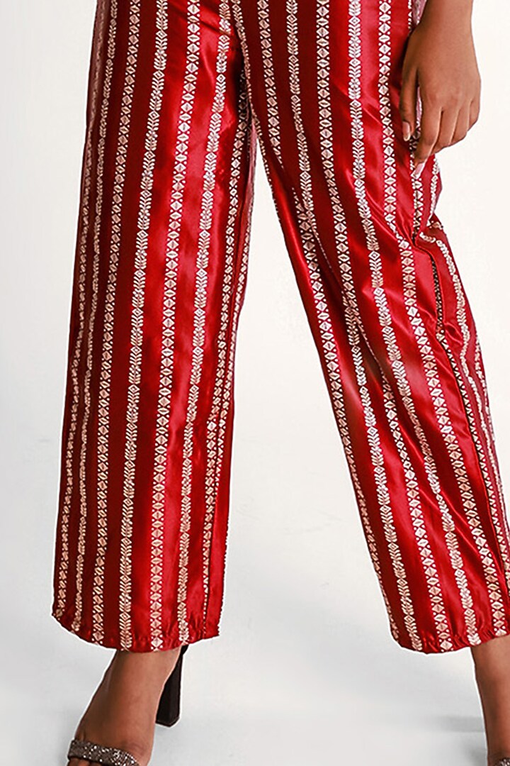Maroon Mashru Silk Co-Ord Set by Shriya Singhi at Pernia's Pop Up Shop