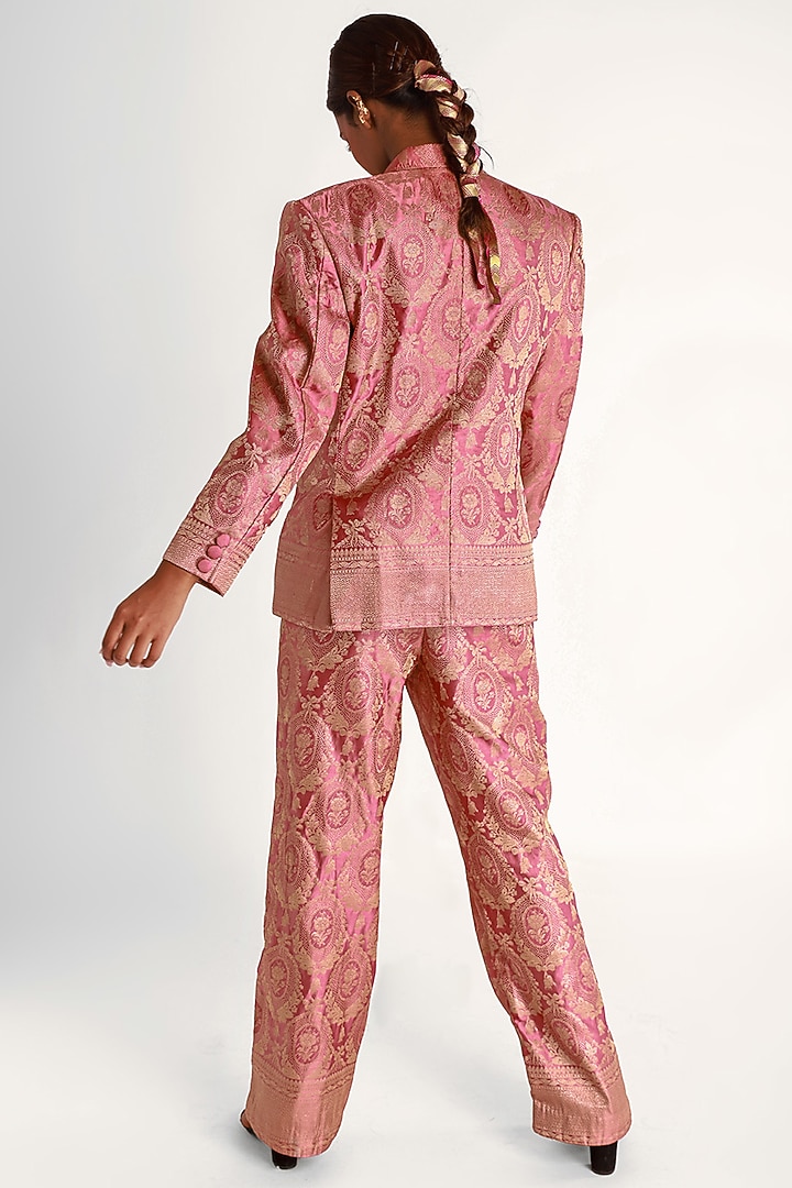 Pink Mashru Silk Blazer Set by Shriya Singhi at Pernia's Pop Up Shop