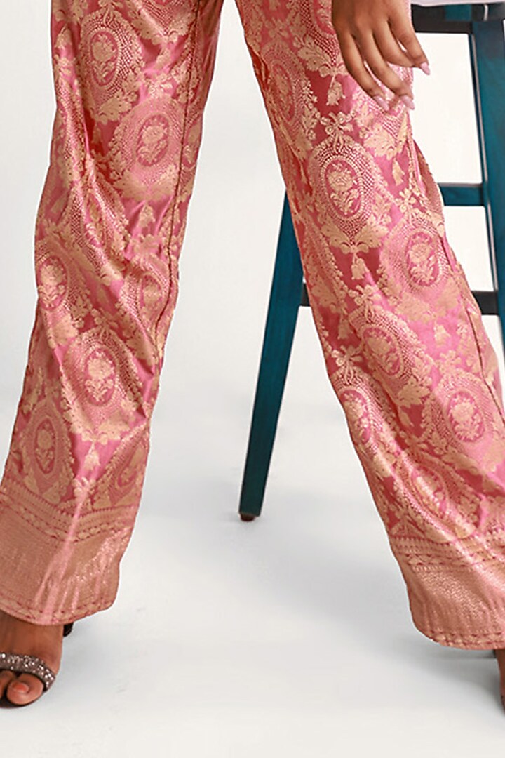 Pink Mashru Silk Blazer Set by Shriya Singhi at Pernia's Pop Up Shop
