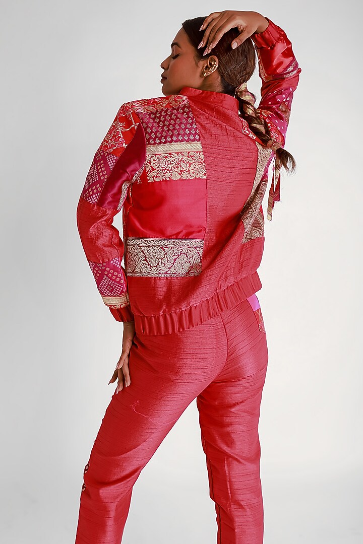 Red Mashru Silk Pant Set by Shriya Singhi at Pernia's Pop Up Shop