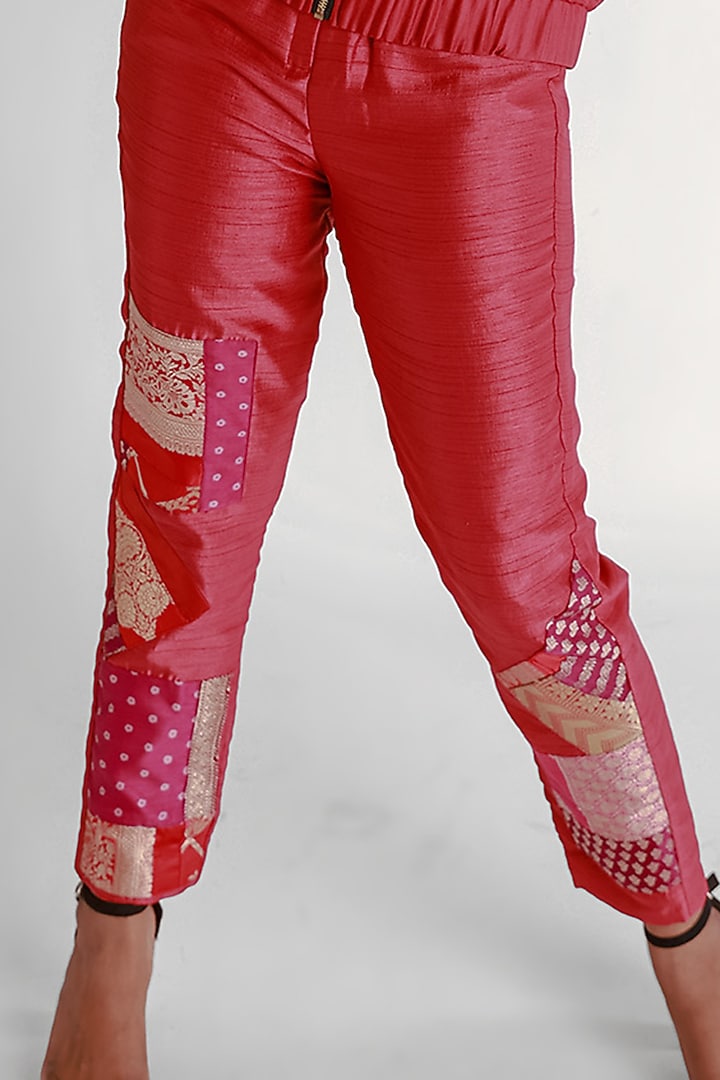 Red Mashru Silk Pant Set by Shriya Singhi at Pernia's Pop Up Shop