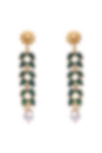 Gold Plated Pearl & Green Onyx Earrings by Shubh Silver at Pernia's Pop Up Shop