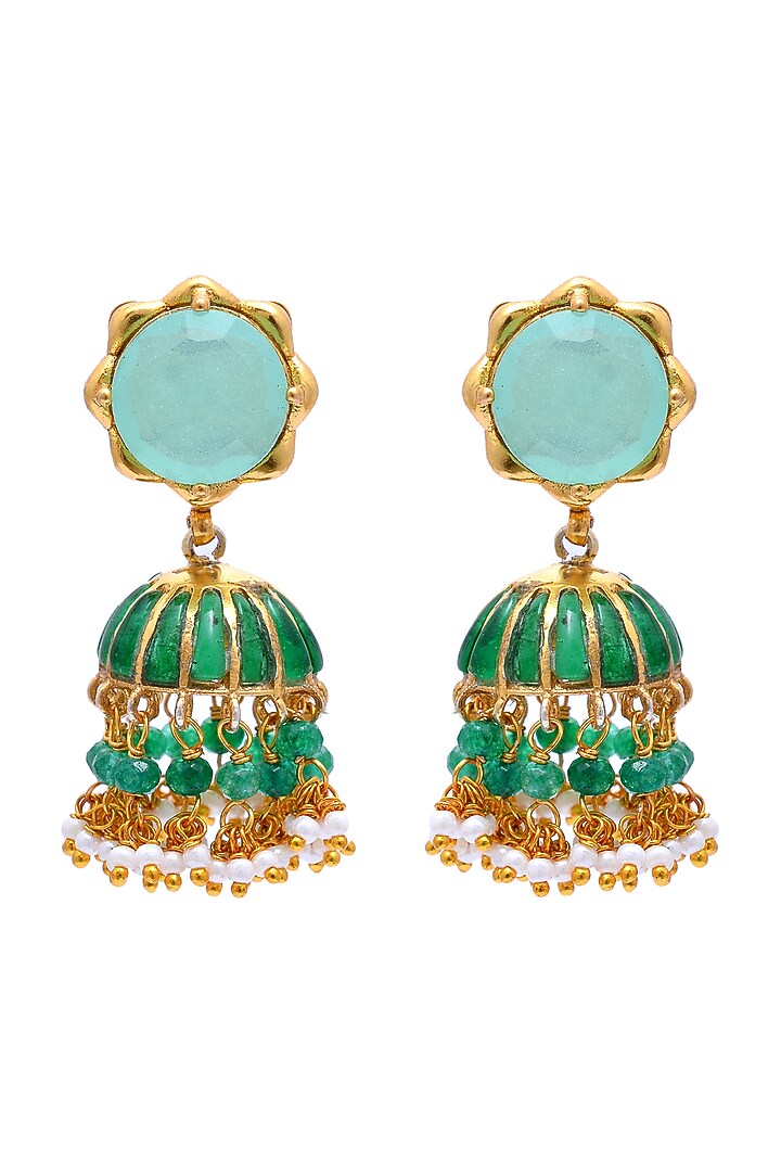 Gold Plated Handcrafted Earrings In Sterling Silver by Shubh Silver at Pernia's Pop Up Shop
