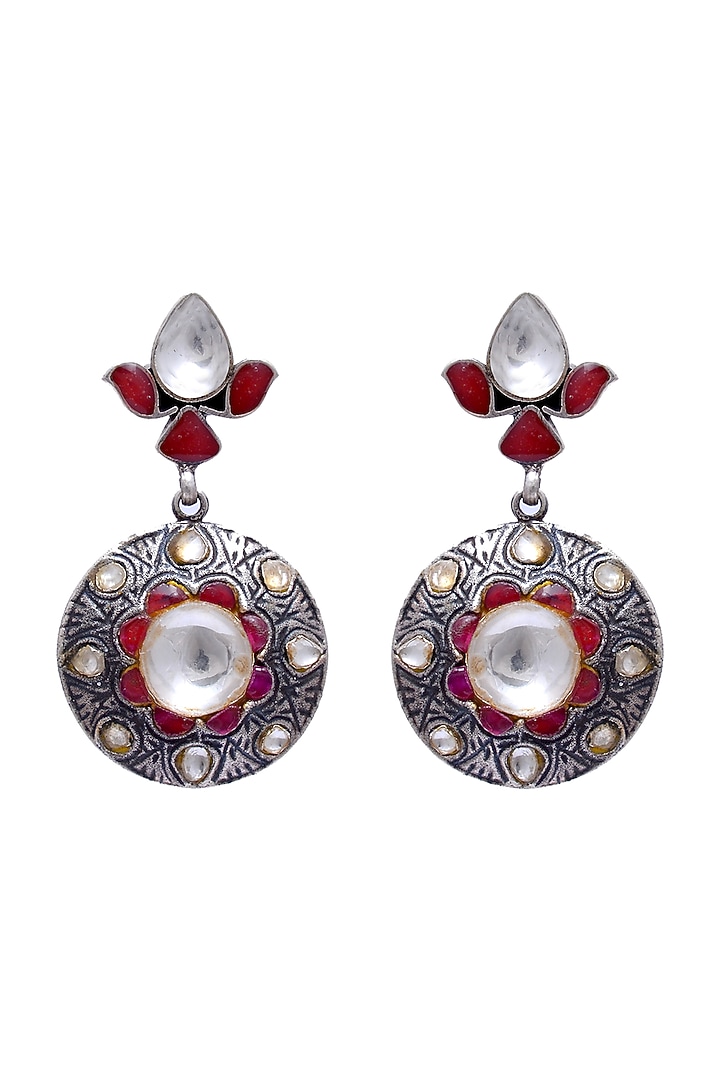 Silver Finish Handcrafted Earrings In Sterling Silver by Shubh Silver at Pernia's Pop Up Shop
